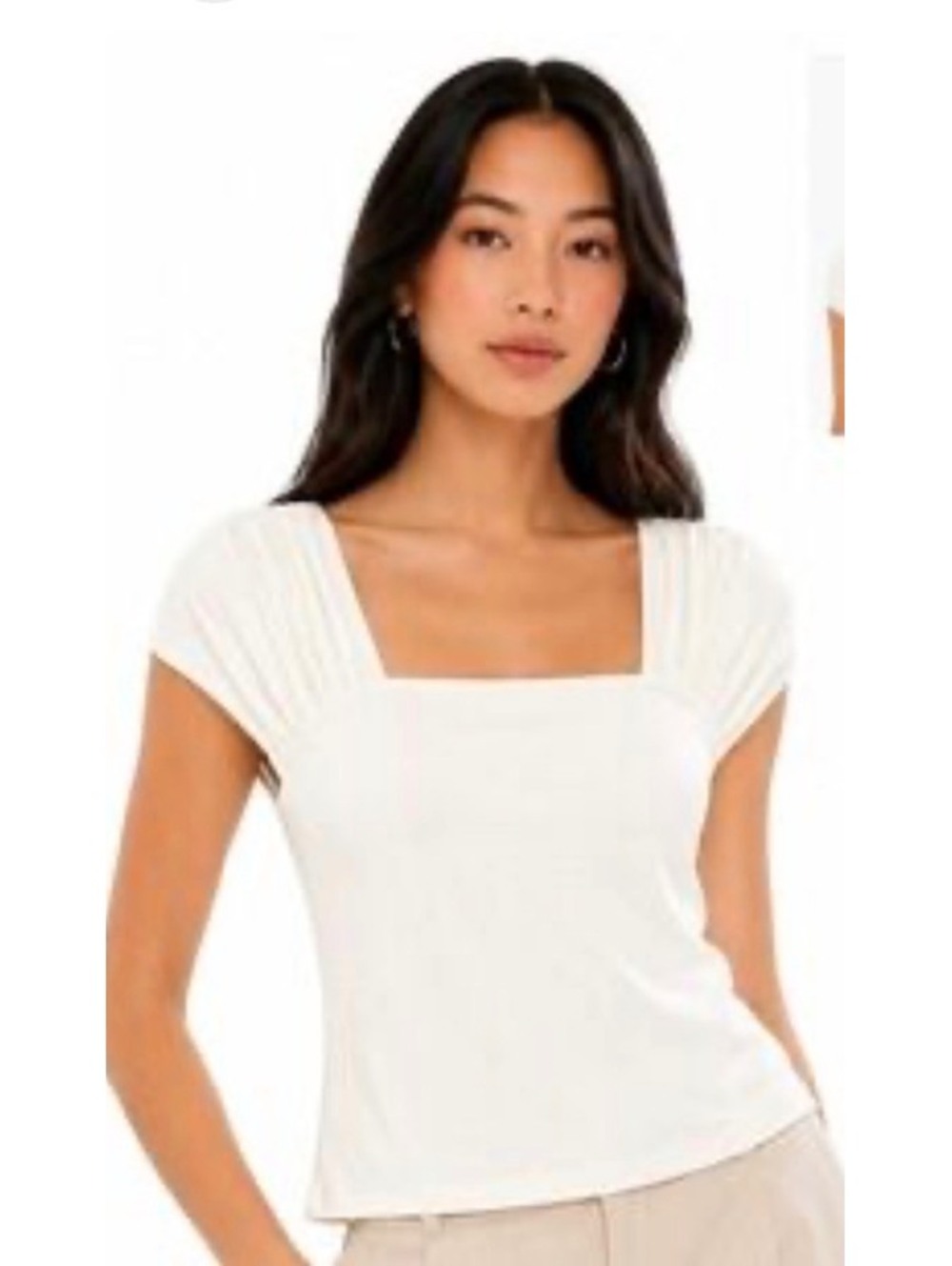 The Commons White Puff Sleeve Tank Top with Tie Neck, Size L